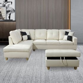 White Faux Leather 3-Piece Couch Living Room Sofa Set