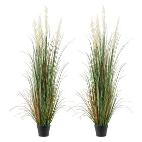 VEVOR Artificial Grass Plant, 2 Pack 59 inch Faux Reed Flower Grass in Pot