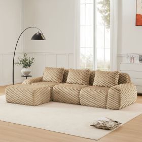 114" Modern L-Shaped Modular Sectional Sofa for Living Room,Flannelette Fabric,Oversized 3-Seater Couch,boneless sofa ,Movable Ottoman
