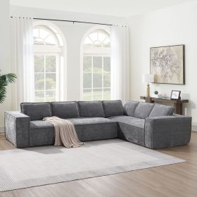 [VIDEO+New]129.5" Minimalist Style Modular Sectional Sofa,6 Seat Wrinkle-resistant Chenille Couch Set,2 PC Free Combination