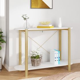 Console Table White Engineered wood, Solid pine wood