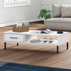 Coffee Table White Solid pine wood 39.4 x 21.7 x 11.4 in