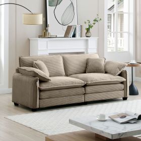 Warm and Cozy Living Room Sofa with 4 Pillows Upholstered Large Deep Seat 2 Seater Sofa for Living Room,Tan Corduroy