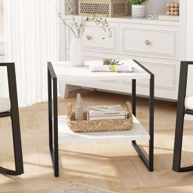 1PC 2-Tier Square End Table with Storage Shelf Reversible Design