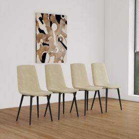 Dining Chairs Set of 4,Modern Kitchen Dining Room Chairs,Upholstered Dining Accent Chairs in linen Cushion Seat and Sturdy Black Metal Legs(Beige