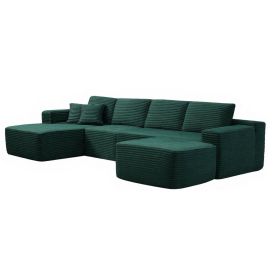 134" Modern Minimalist Modular Sectional Couch with Ottoman, Comfort L Shaped Sofa for Living Room, No Assembly Required (Color: Green-with Ottoman, Orientation: 4-seater Left Hand Facing)