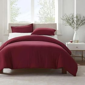 Serta Simply Clean Solid Duvet cover QUEEN (Color: Red, size: queen)