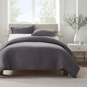 Serta Simply Clean Solid Duvet cover QUEEN (Color: Grey, size: queen)