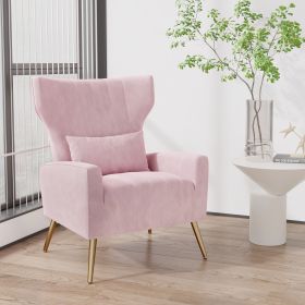 The velvet single sofa chair and modern armchair can be placed in the room, living room and reception room (Color: Pink)